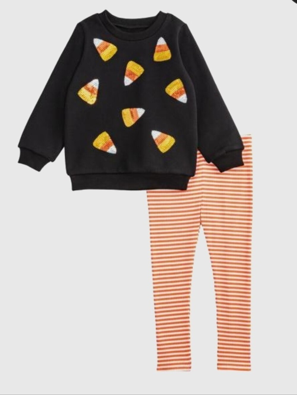 Mud Pie Candy Corn Sequin Halloween Outfit Set 2T 3T NWT